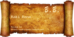 Baki Bene névjegykártya